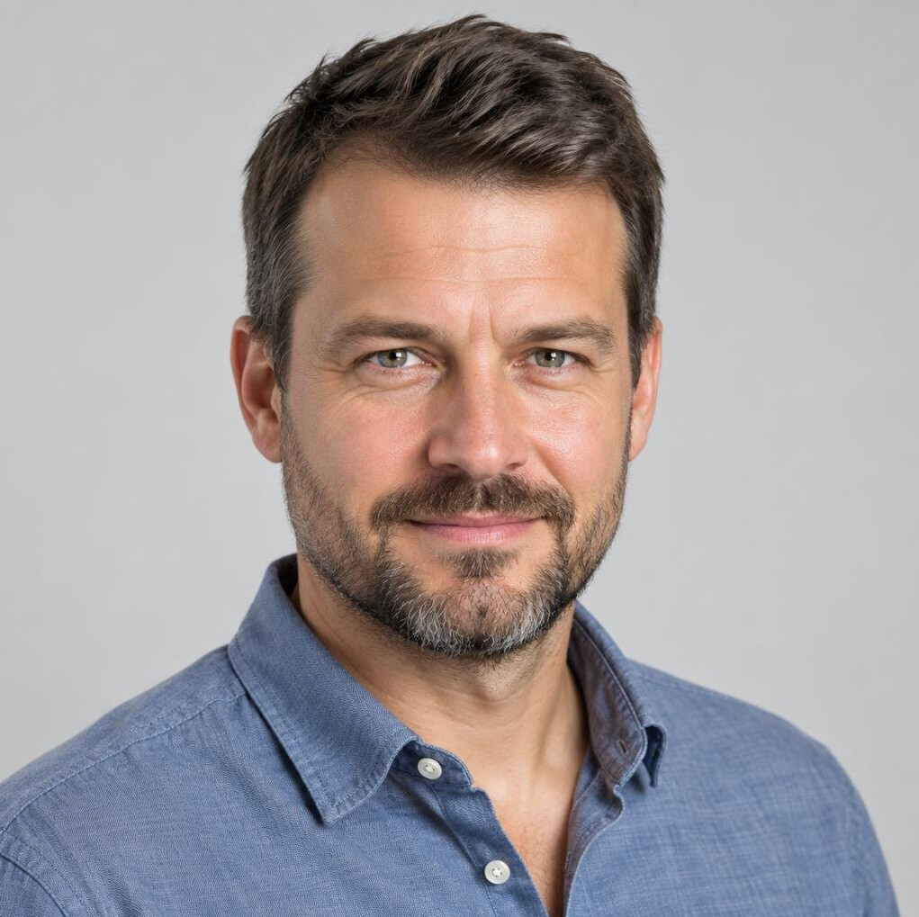 Studio portrait of a Central European man in his 40s