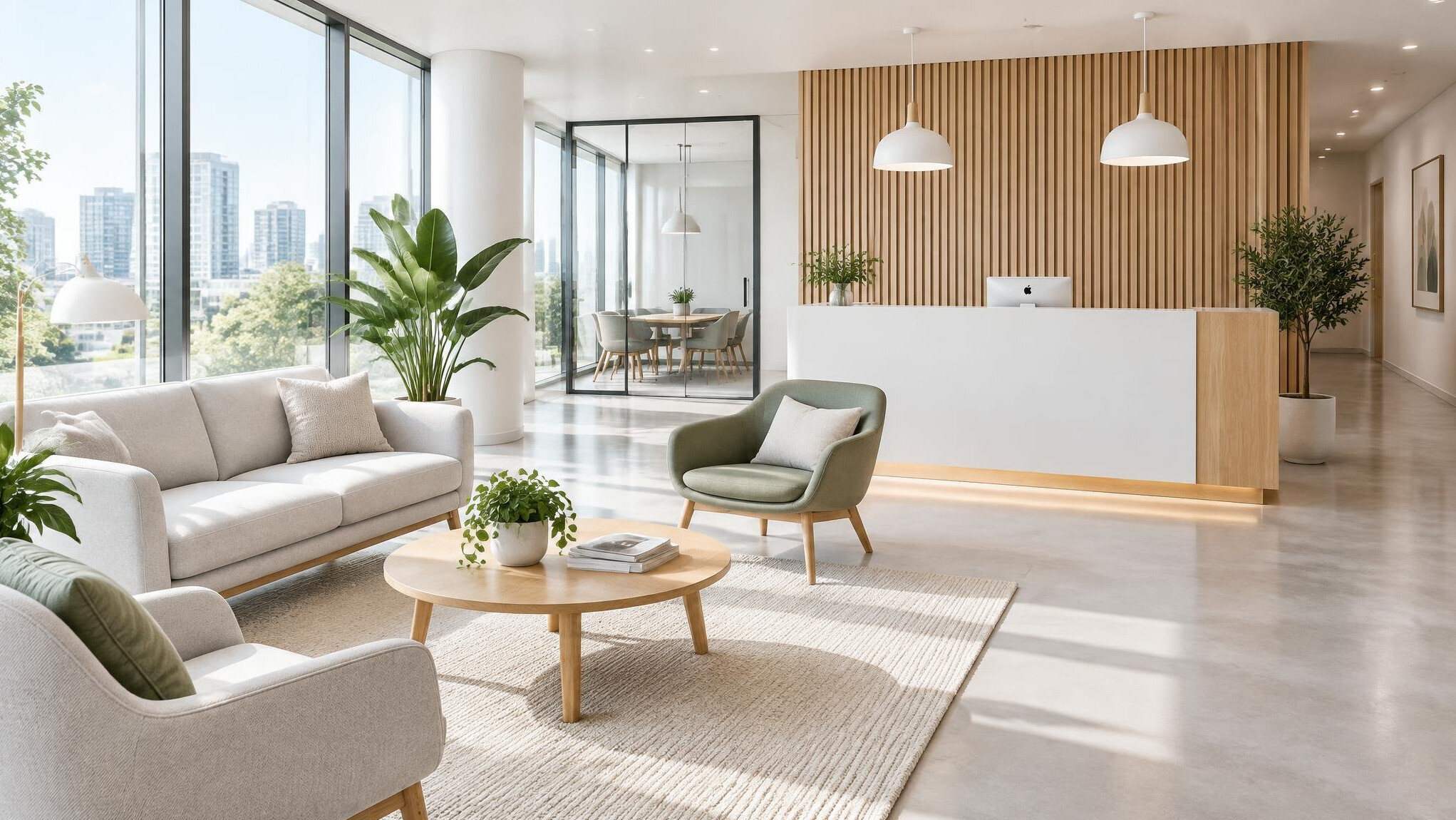 Bright modern office reception area